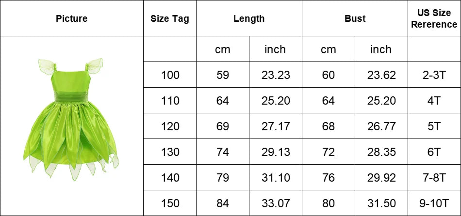 Girls Costume Halloween Costume for Kids Green Fancy Dress Fairy Princess Cosplay Carnival Party