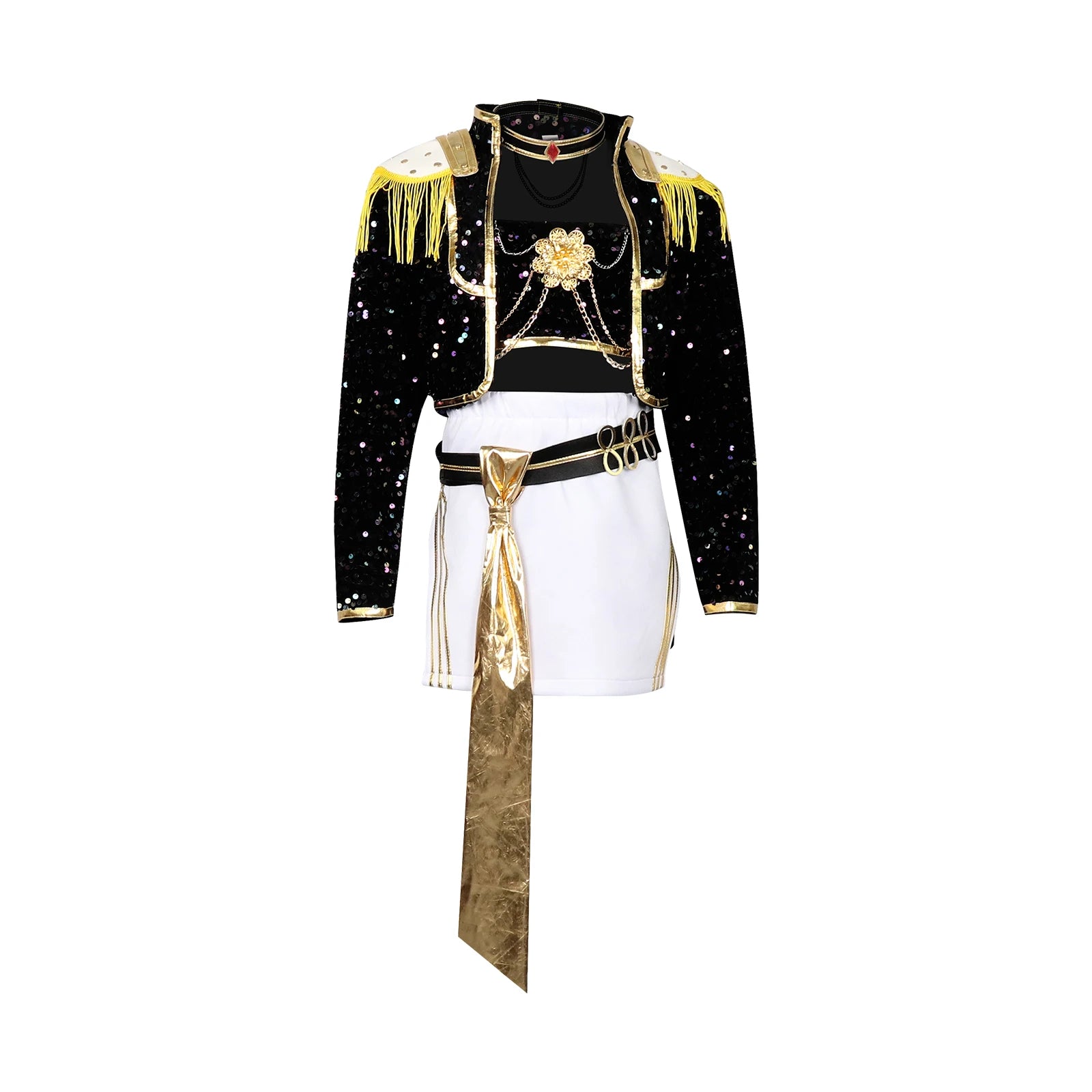 Kids Kpop Devil Hunter Huntrix Rumi mila zuoyi Cosplay costume Black and gold set Children's girl idol role-playing costum
