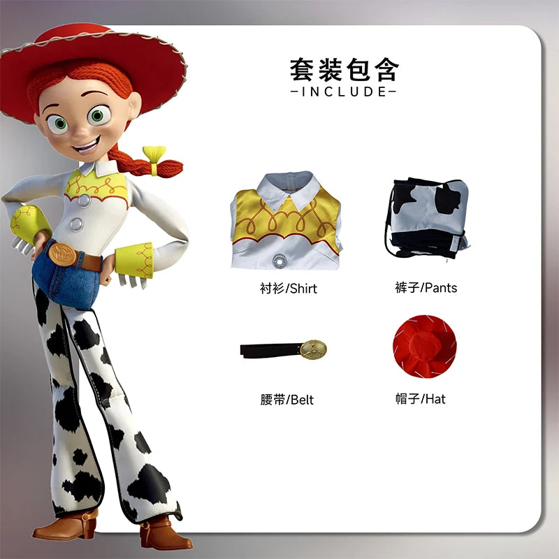 BEAST KINGDOM Anime Woody Jessie Cosplay Costume Toy Story Cosplay Cowboy Suit Woody Jessie Hat Halloween Party Cos Adult Unisex