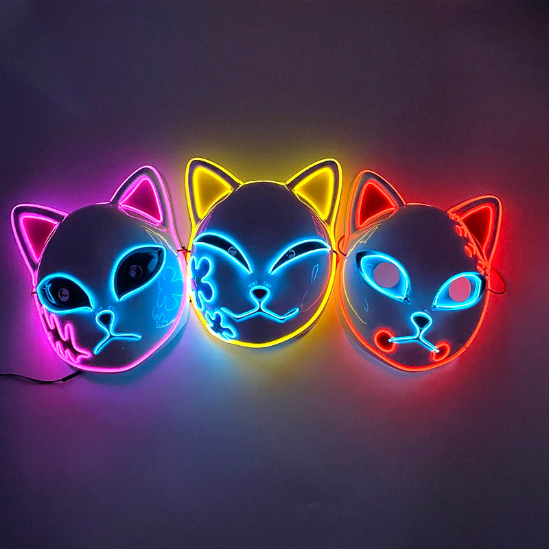 Carnival LED Glowing Mask Luminous Skull Mask Horror Masquerade Party Neon Skeleton Mask Festival Halloween Props