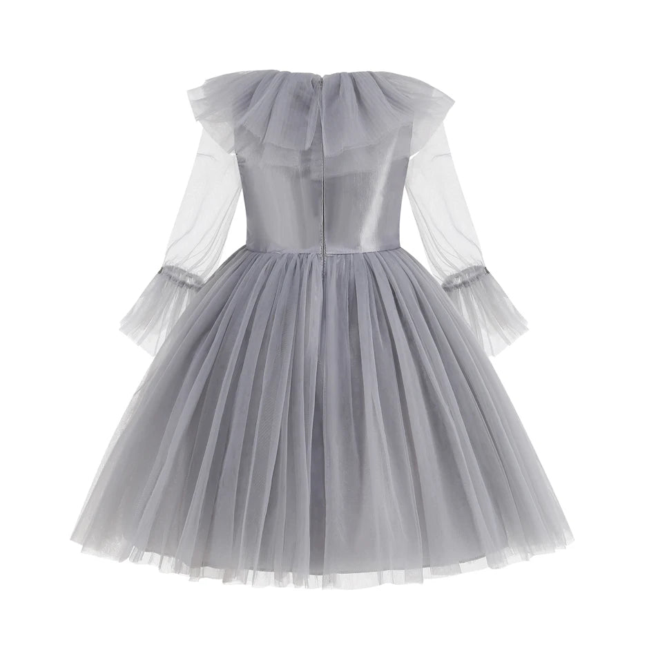Gray Girls Joker Movie Cosplay Halloween Costume Tutu Dress Creepy Clown Thriller Party Clothes Children Tulle Fancy Party Dress