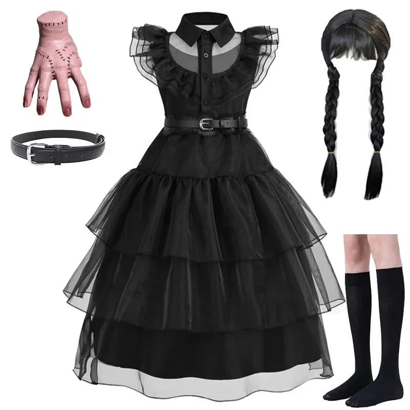 Horror Movie Wed Costume Girls Halloween Black Events Cosplay Dress Children Fashion Gothic Vestido Kids Evening Party Clothes