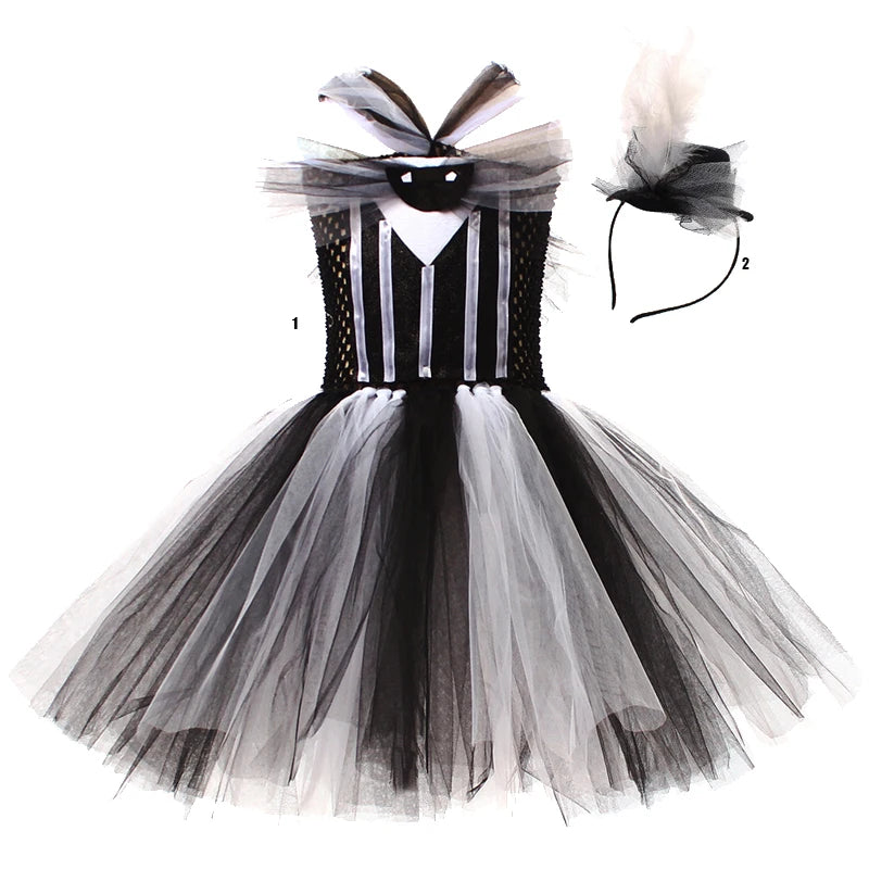 Halloween Christmas Eve Cosplay Dress Horror Fancy Princess Dress Girl Puffy Costume Carnival Party Clothes Gifts for Children