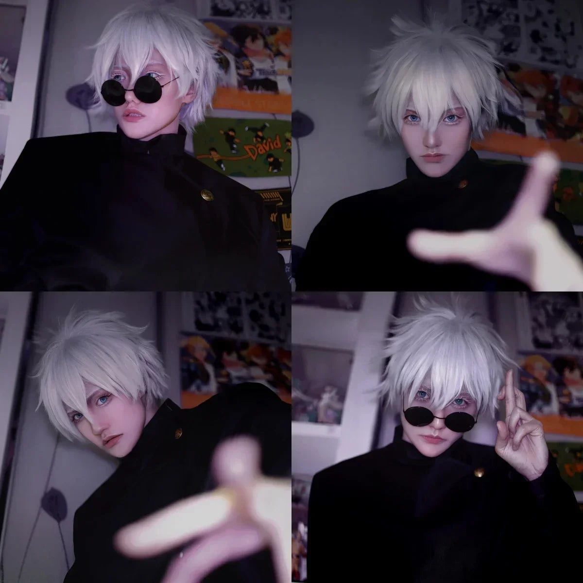 Gojo Satoru Cosplay Costumes pour hommes, Anime  iforme de lycée, Perruque trempée, Costume d'Halloween, Vêtements pour adultes