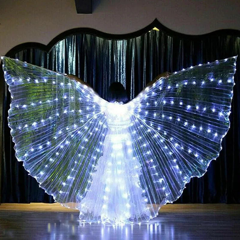 LED Belly Dance Fairy light wings Glowing silk butterfly wings luminous dancing cloak clothes for women girl Performance costume