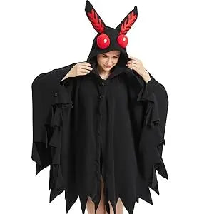 Unisex Mothman Costume, Mothman Cosplay Hooded Christmas Costumes Party Cape, Halloween Costumes Party Dress Up