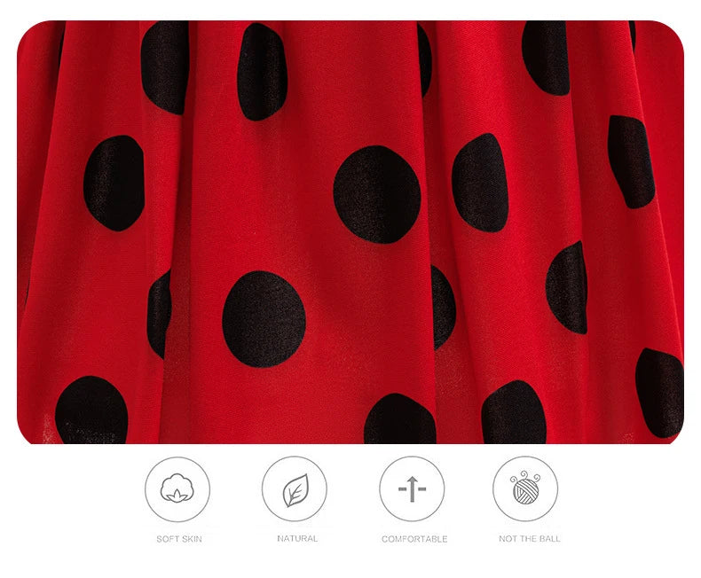 Halloween Costume Girl Ladybug Cosplay Dress Kid Marinette Red Dot Frocks Purim Cartoon Fancy Disguise Sets Child Birthday Gift