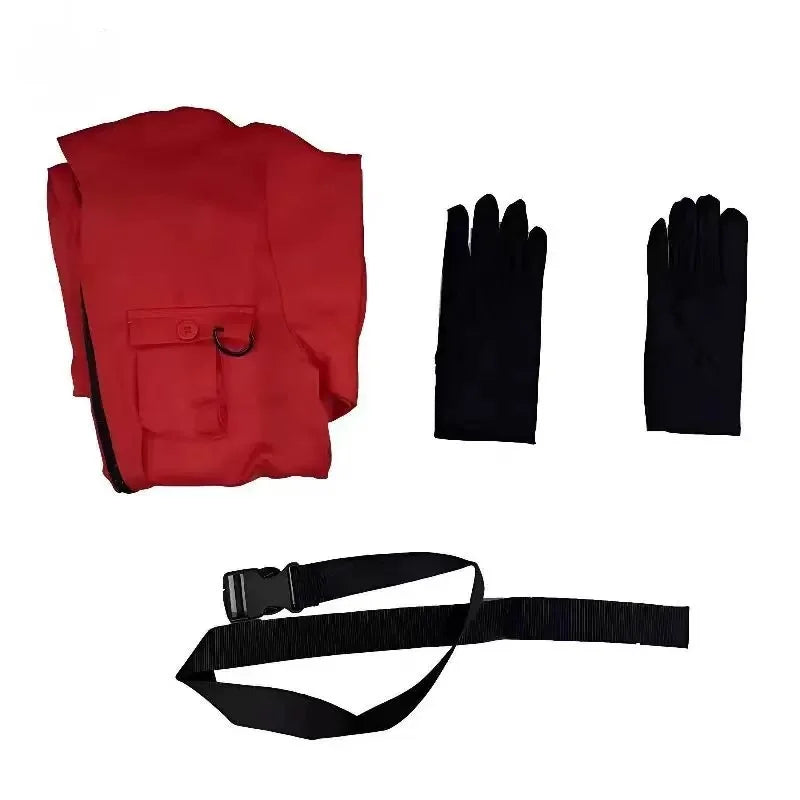 Calamari Game Guard Cosplay Costume Red Jumpsuit Outfit Adult KidsTeenagers Tracksuit Hooded Overall Belt Gloves Set Halloween