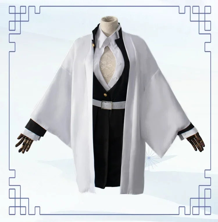 Kanroji Mitsuri Cosplay Costume Wig Anime Japanese Kimono Coat Top Skirts Stockings Halloween Party Outfits Women Girls Full Set