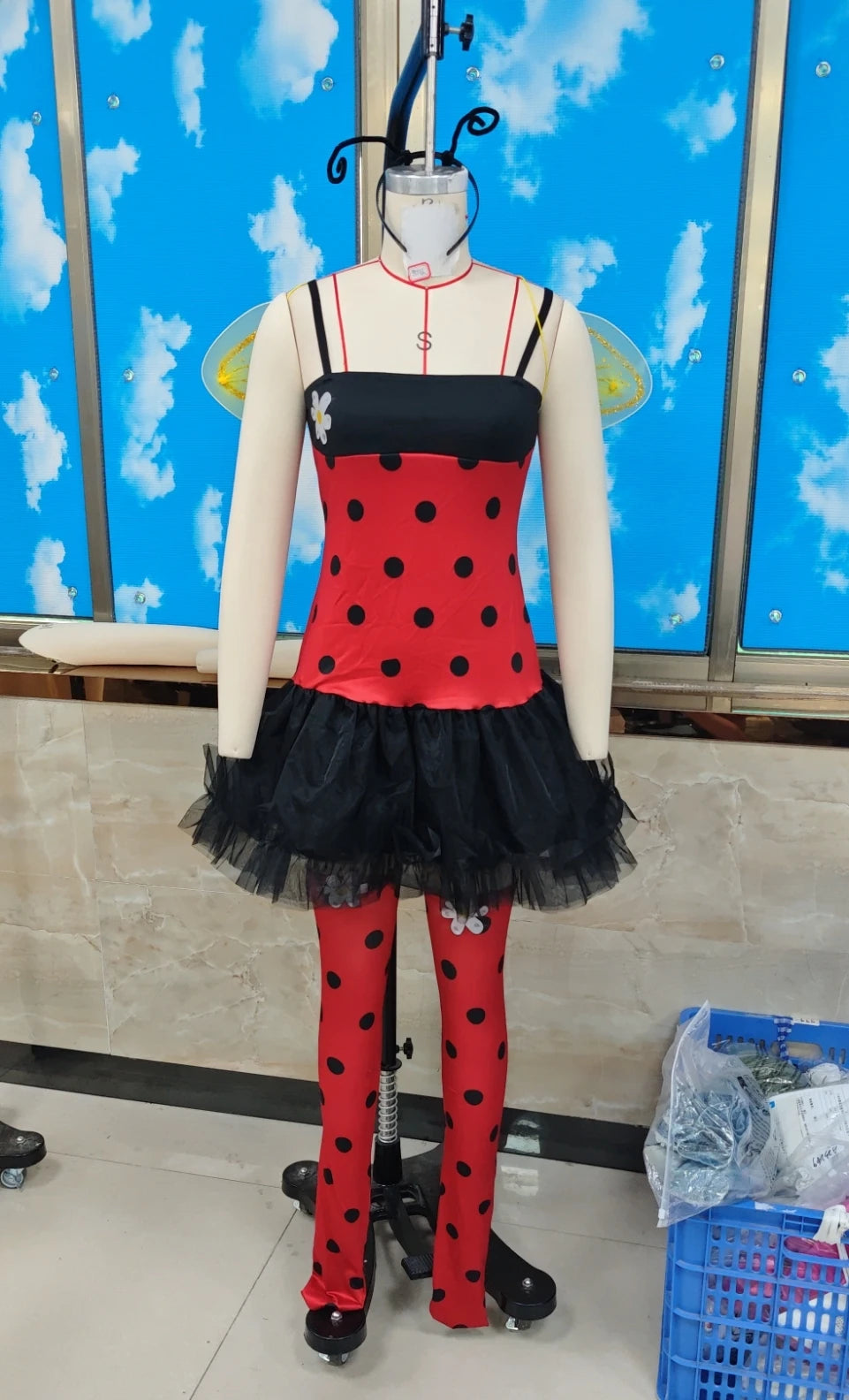 Combhasaki Women Halloween Insect Costumes Cute Bee Ladybug Dress and Wings Headband Set for Christmas Cosplay Party Outfits