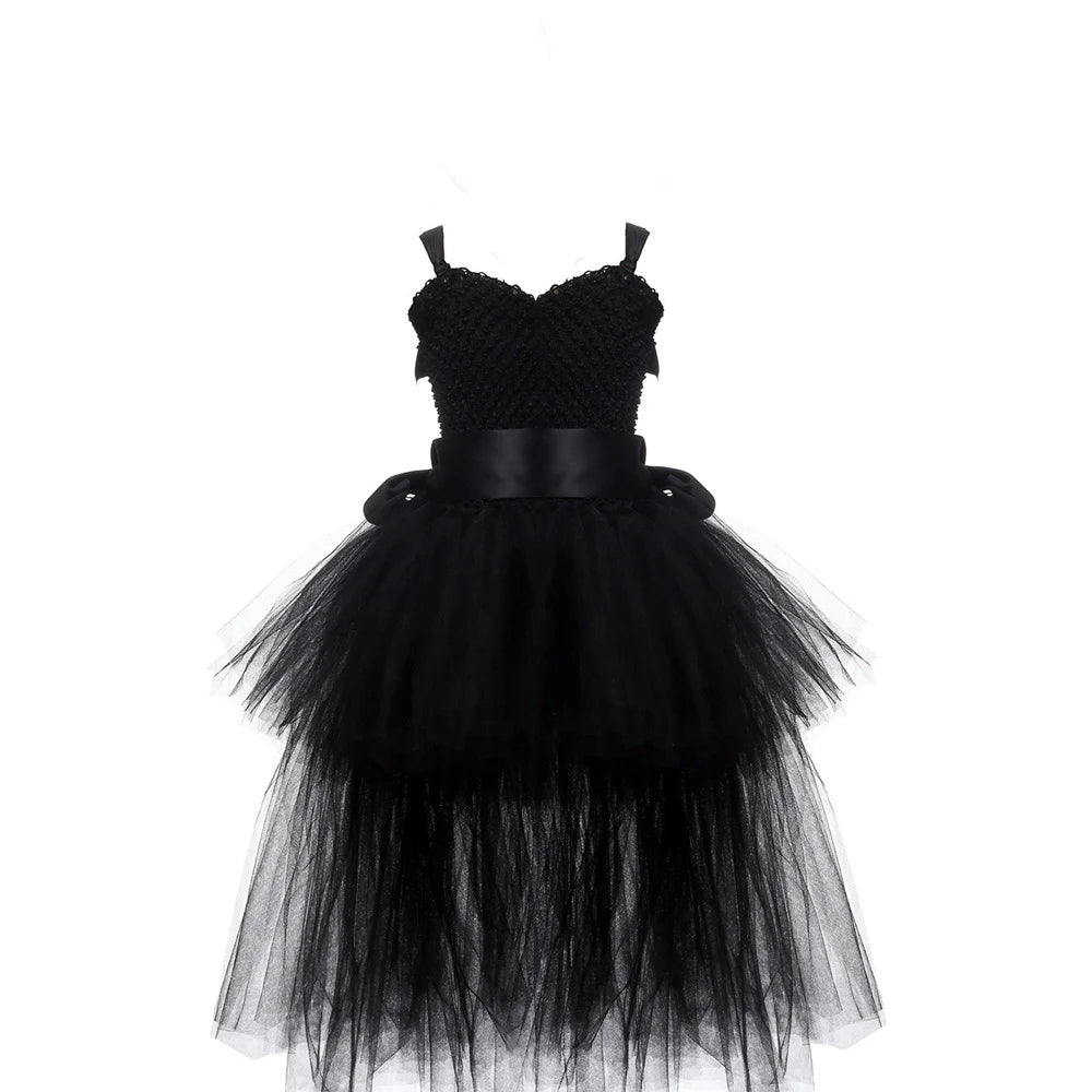 Halloween Witch Princess Dress Birthday Party Cosplay Angel Jumpsuit Children Mesh Tutu Pink Lace Sling vampire Costume for Girl