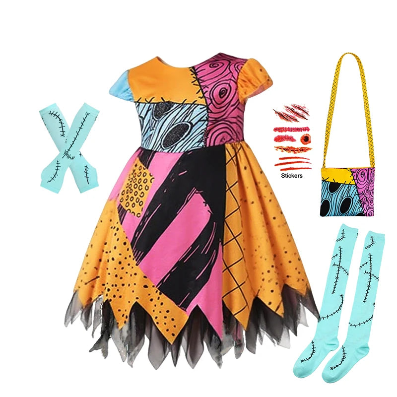 2025 Boys Girls Halloween Cosplay Costume Sally Jack Nightmare Before Xmas Kid Role Play Dress Carnival Party Clothes
