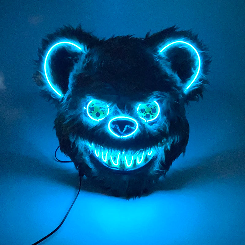 Halloween Light Up Horror Mask Glowing Bloody Bear Killer Mask Flashing Neon Scary Bear Mask for cosplay killer mask Decoration