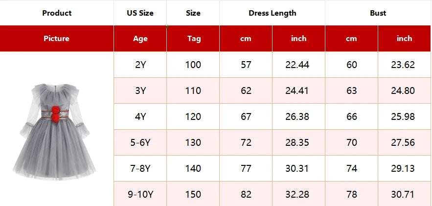 Gray Girls Joker Movie Cosplay Halloween Costume Tutu Dress Creepy Clown Thriller Party Clothes Children Tulle Fancy Party Dress