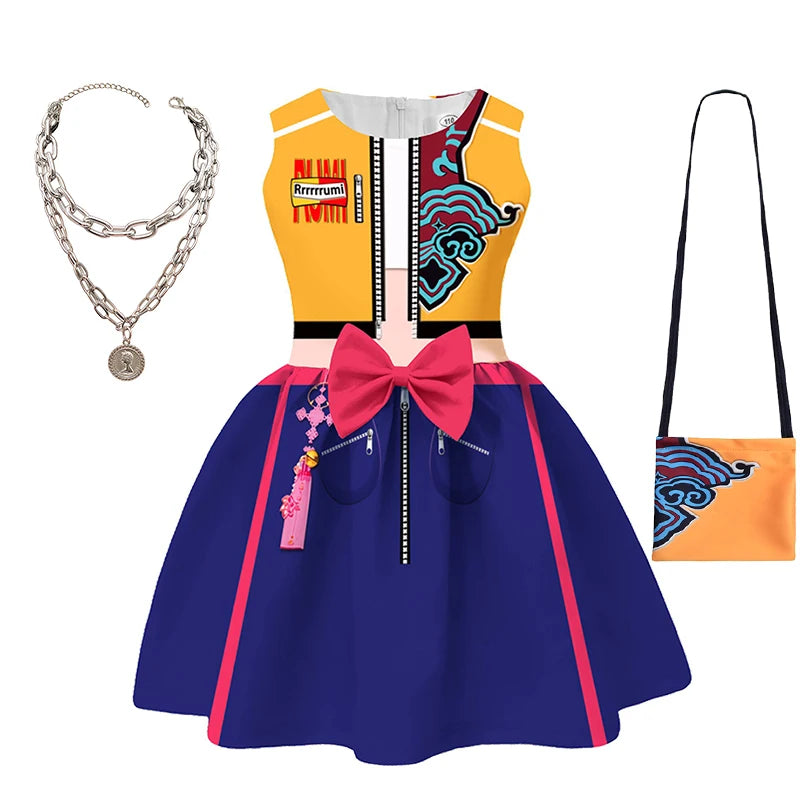 KPop Demon Hunters Kids Clothes Festival Children Halloween Cosplay Pop Singer Rumi Mira Zoey Masquerade Carnival Party Dress