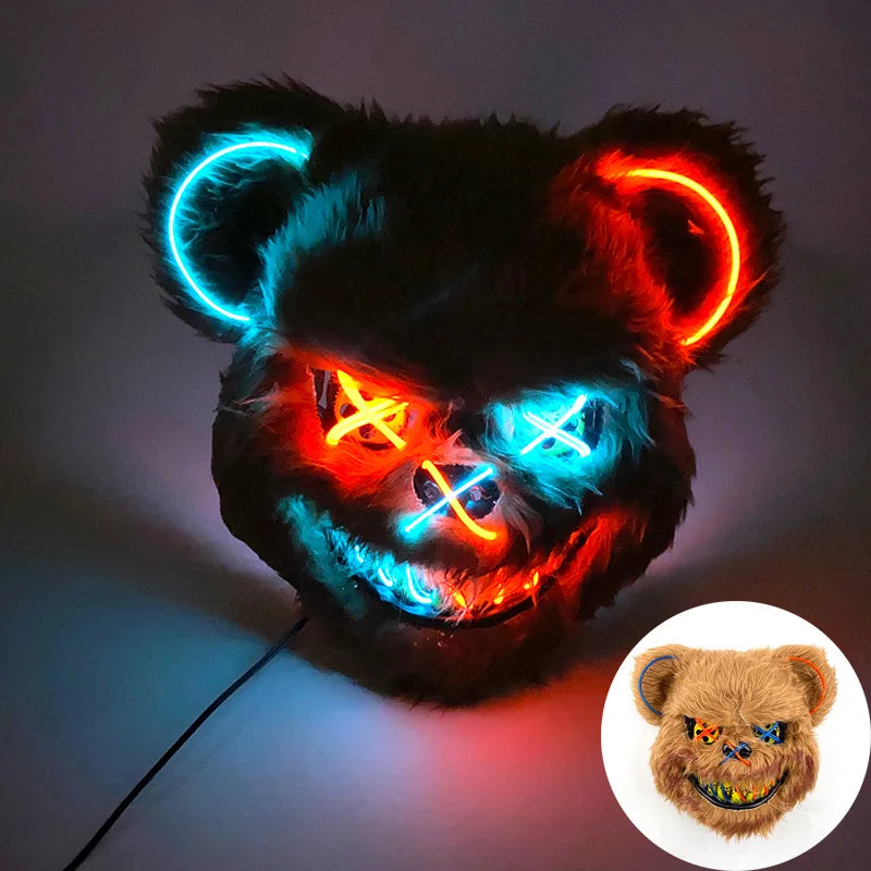 Cosplay Circle Square Triangle Light Up Masks Glowing LED Full Face Mask Disguise Supplies Film Theme Neon Luminous Mask Props