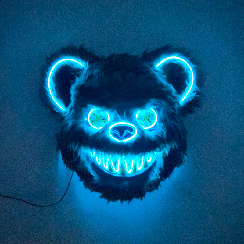 LED Bloody Rabbit Mask Horror Dance Masquerade Cosplay Decoration Cool Glowing Killer Rabbit Mask Scary Bloody Bear Mask For Men