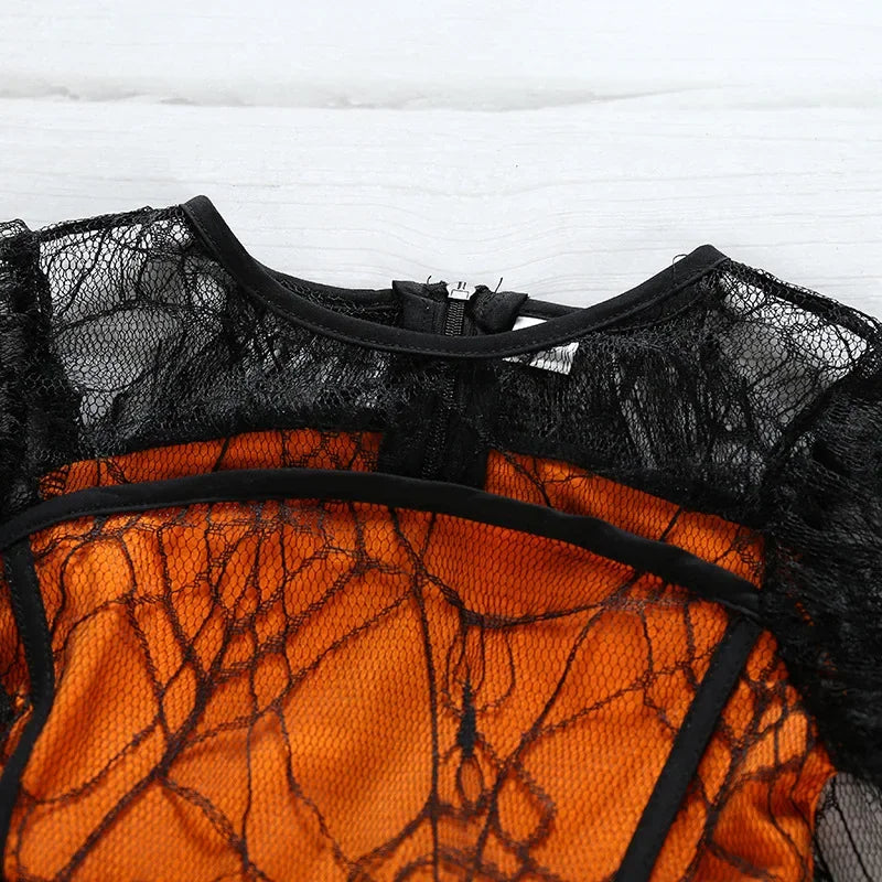 Baby Halloween Costume Girls Princess Spider Mesh Dress Children Vampire Performance Elegant Clothes Witch Dresses 1-6 Y