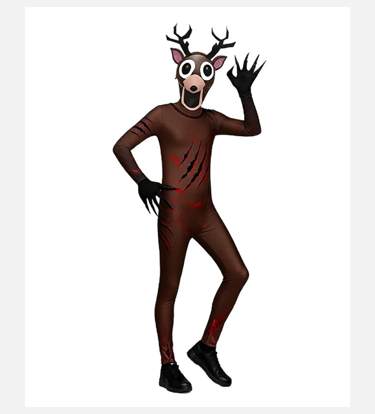 Halloween 99 Nights Forest Deer  Children Adult Cosplay Outfit 3D Print Cosplay   Carnival Horror Game Dress Up Children's Gift