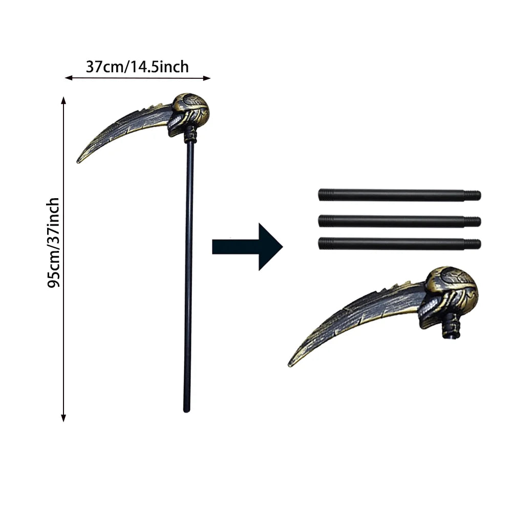 Halloween Grim Reaper Costume Set Halloween Cape Adult Kid Role Playing Props Grim Reaper Ghost Scythe Mask and Gloves Unisex