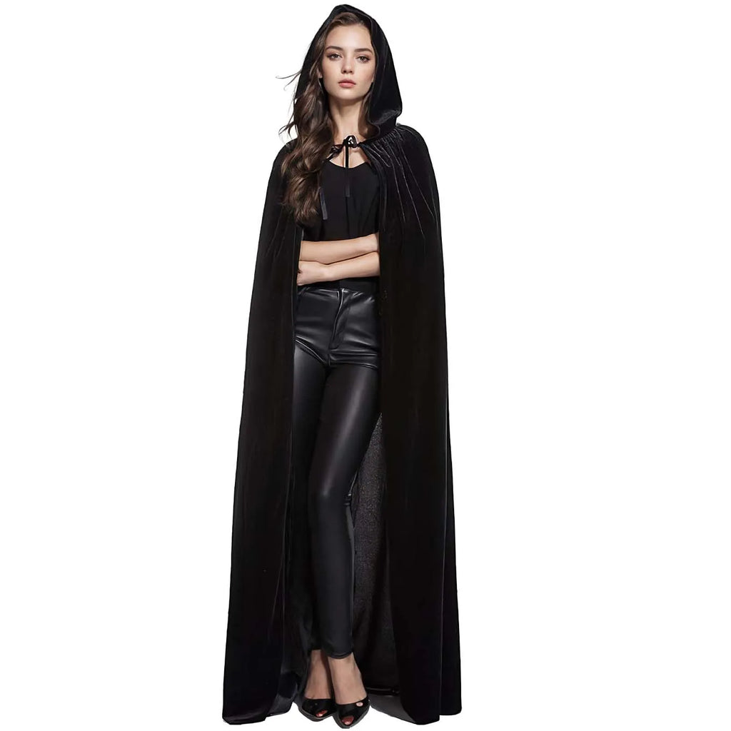 Christmas Velvet Halloween Grim Reaper Cloak long Hooded cape Unisex for  Devil Witch Wizard Christmas Cosplay red Death cloak