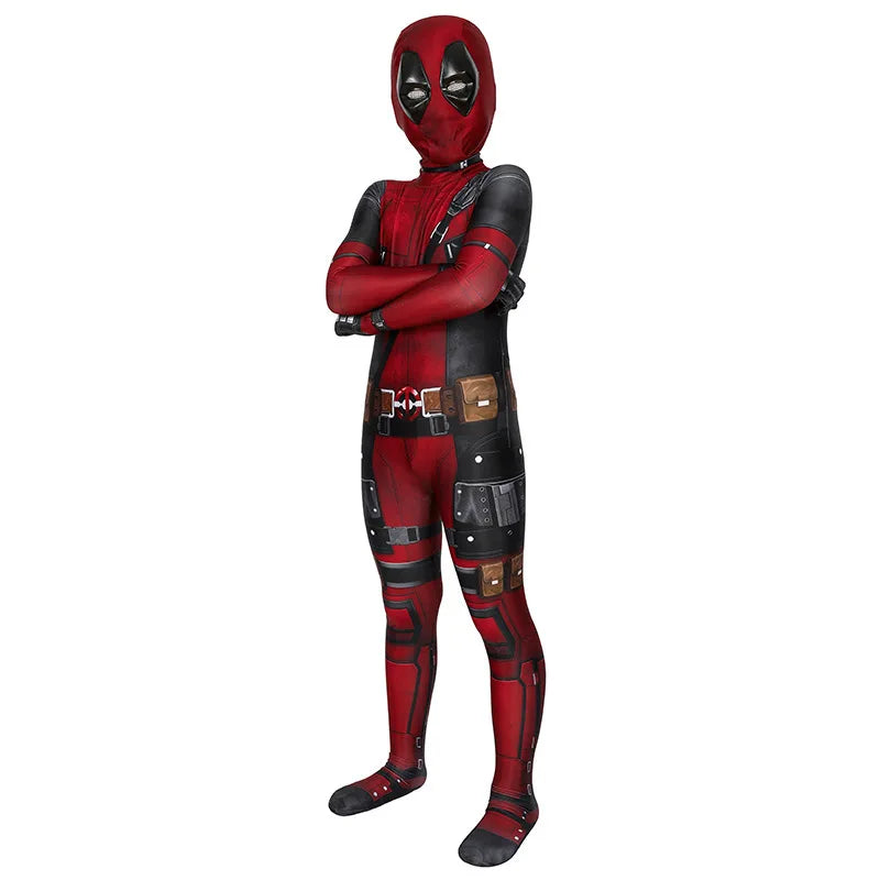 Superhero Deadpool Costume Kids New Deadpooling 3 Cosplay Cosutme Deadpool3 Full Children Costume Bodysuit Halloween Jumpsuit