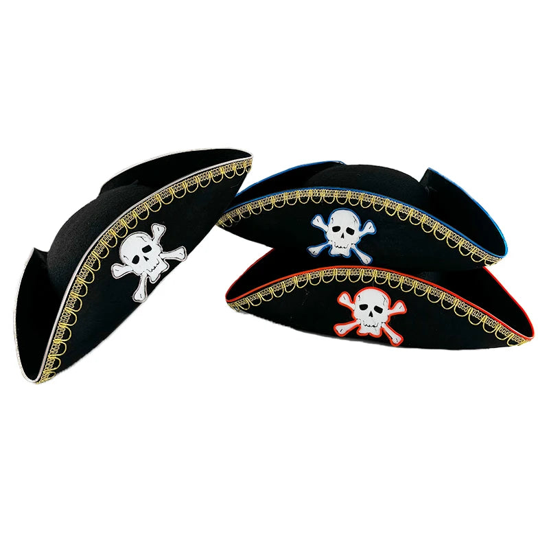 Newstyle Led Captain Hat Halloween Masquerade Pirate Theme Party Cosplay Captain Costumes Accessories Light Up Skull Pattern Hat