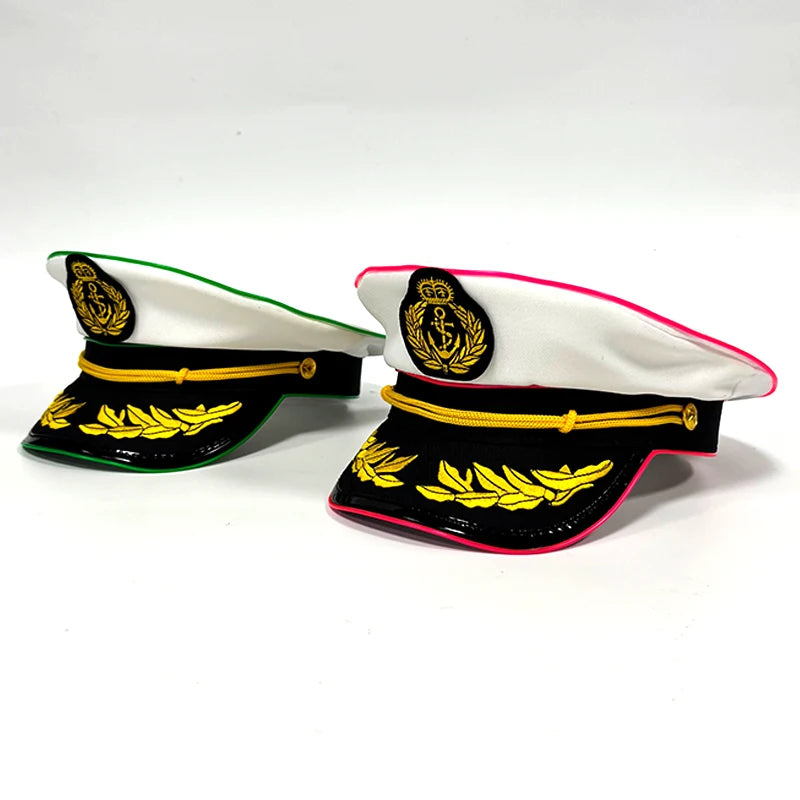 Newstyle Led Captain Hat Halloween Masquerade Pirate Theme Party Cosplay Captain Costumes Accessories Light Up Skull Pattern Hat