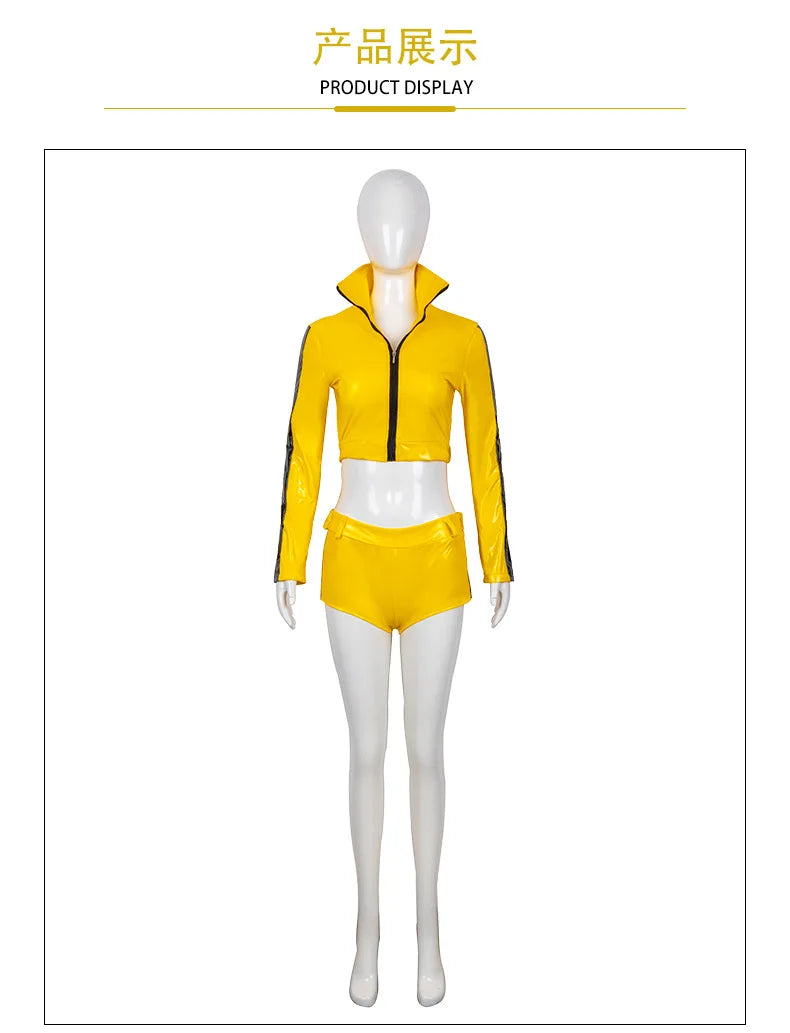 The Bride Cosplay Yellow Costume Movie Kill Cosplay Bill Roleplay Summer Sexy Coat Shorts Halloween Carnival Party Women Suit