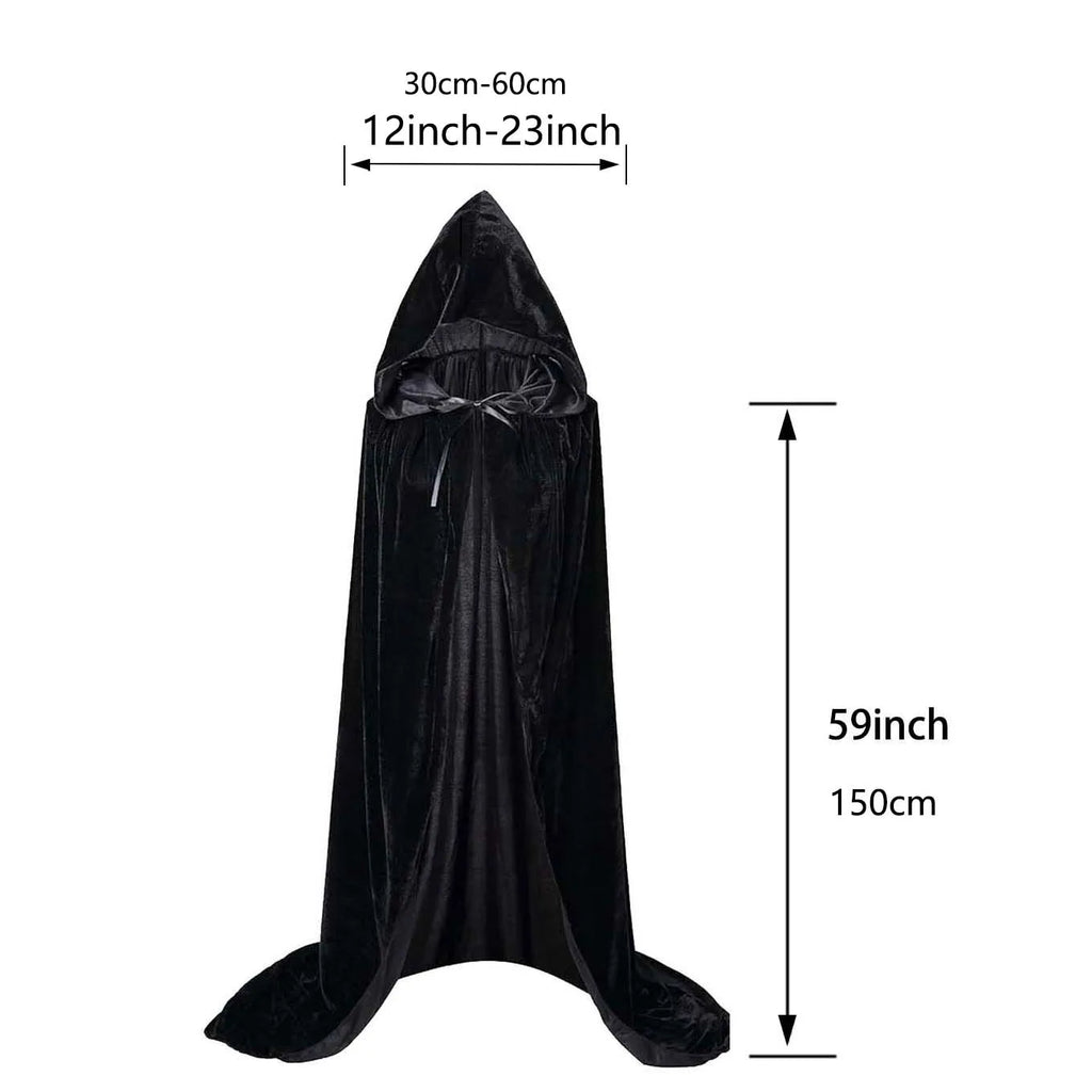 Christmas Velvet Halloween Grim Reaper Cloak long Hooded cape Unisex for  Devil Witch Wizard Christmas Cosplay red Death cloak