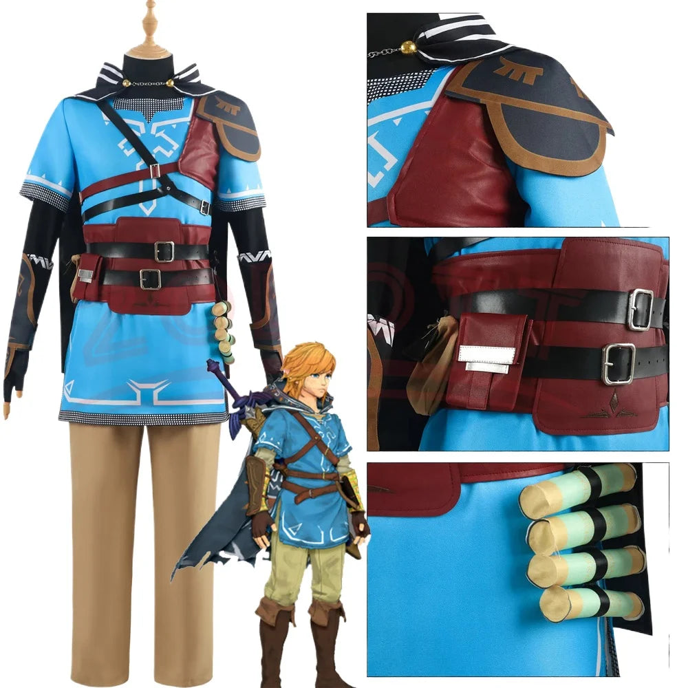 Game Zelda Cosplay Breath of the Wild Link Cosplay Costume Shirt Cloak Accessories Sets Adult Kids Outfit For Carnival Party