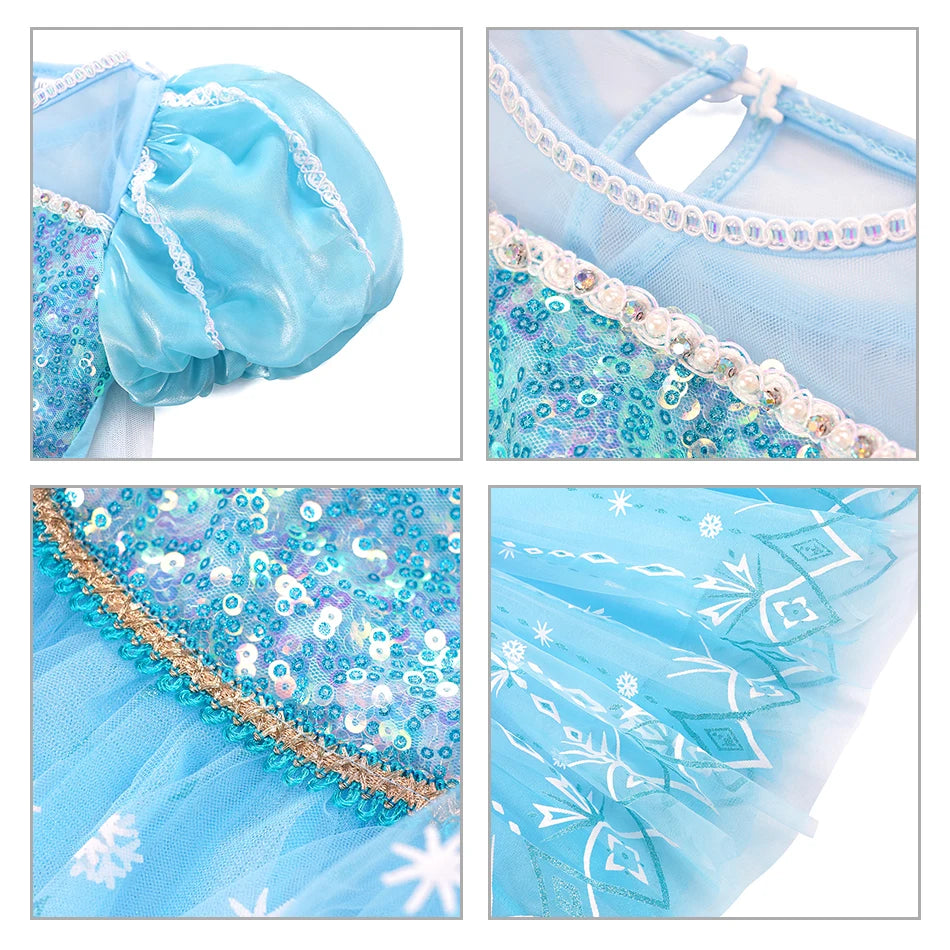 Elsa Girls Dress Frozan Cosplay Costume Princess Dresses Queen Snow Queen Wedding Luxurious With Cloak Carnival Gown Dresses Up