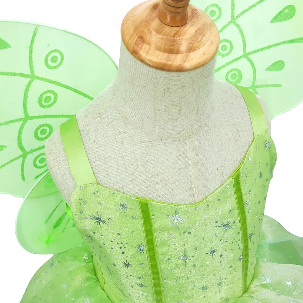 Girls Costume Halloween Costume for Kids Green Fancy Dress Fairy Princess Cosplay Carnival Party