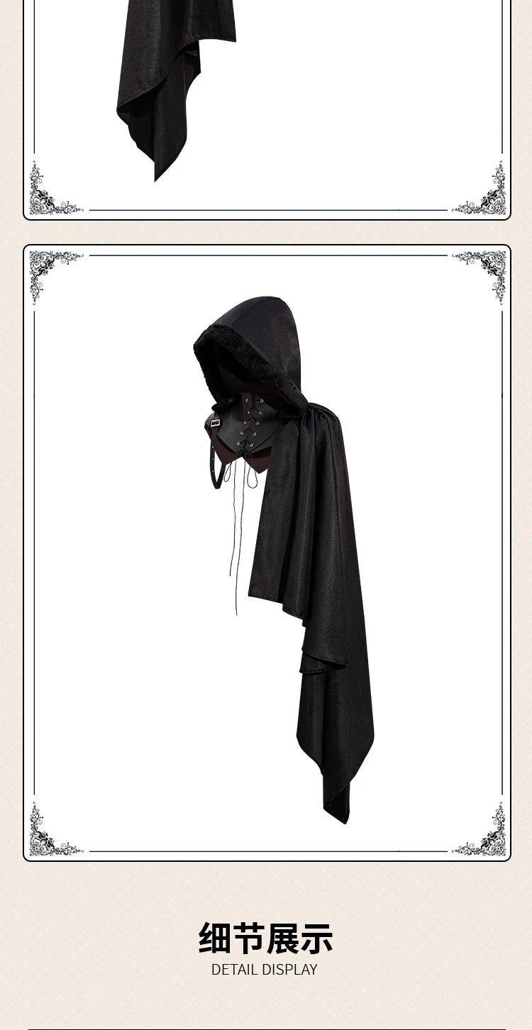 Mens Assassin Halloween Costume Pirate Cosplay Medieval Armor Shawl Cape Gothic SteamPunk Warrior Hooded Cloak Cape