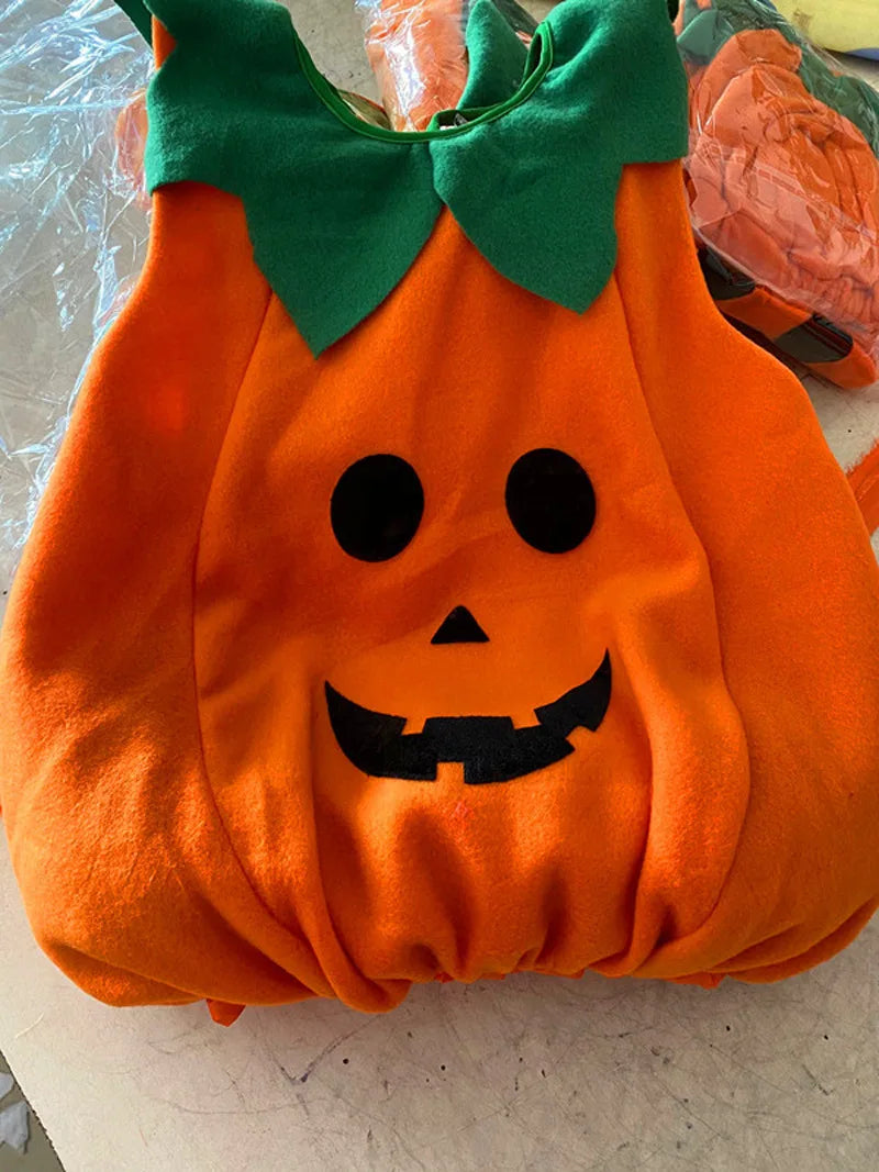 2025 Kids Halloween Party Costume Romper with Hat Shoes Toddler Pumpkin One-Piece Boy Girl Baby Jumpsuit Cosplay Clothing Set