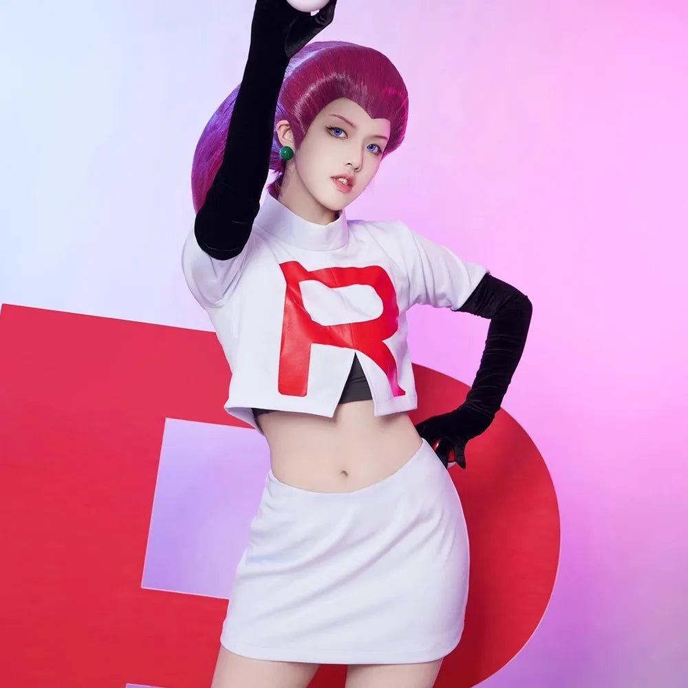 Anime Jessie and James Cosplay Costume Team Rocket Jessie Musashi James Kojirou Halloween Cosplay Costume Full Set Women Men