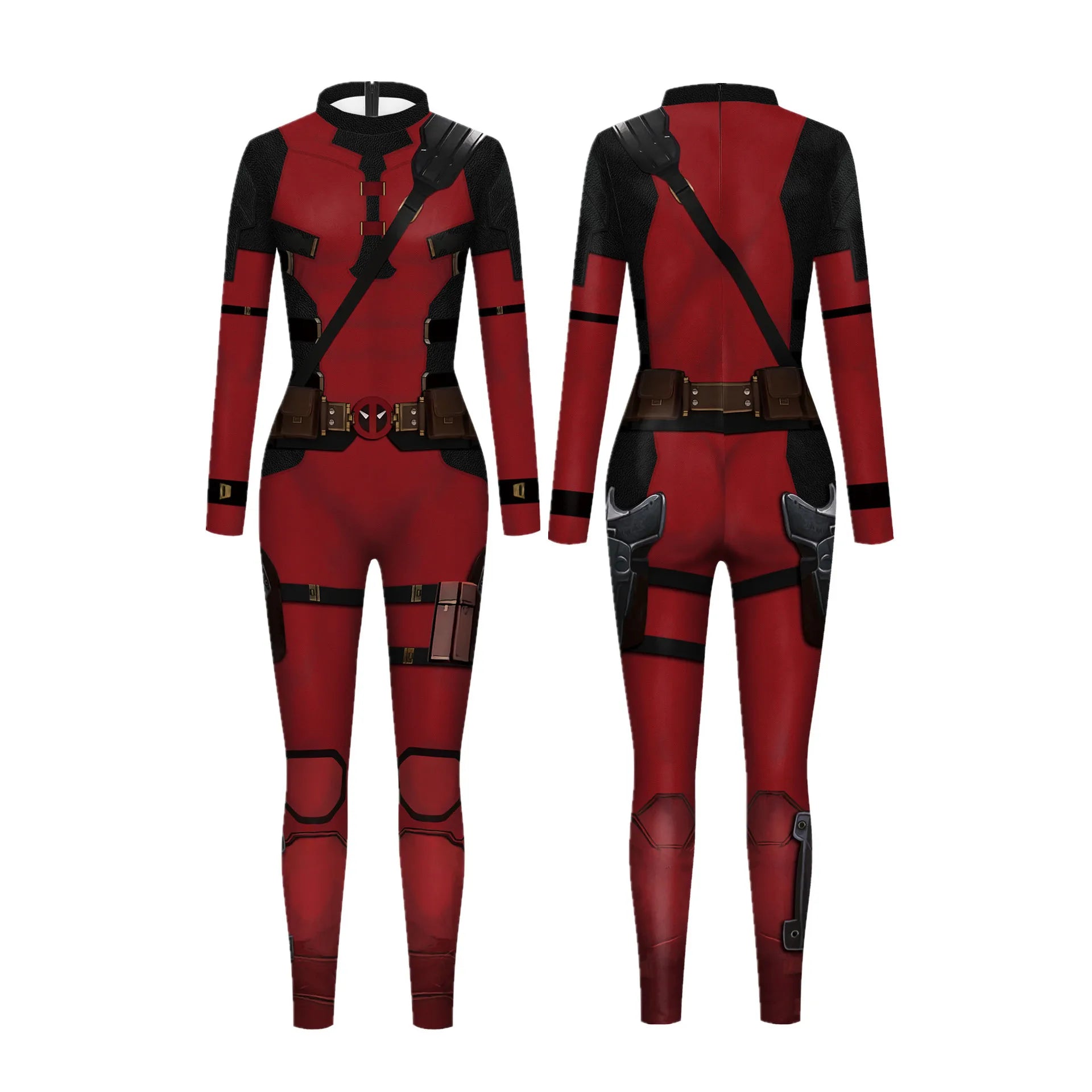 Superhero Spiderman Iron Man Bodysuit Cosplay Costume Women Slim Digital Print Jumpsuit Halloween Fancy Dress up