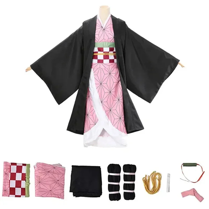 New Demon Slayer Cosplay Tanjiro Nezuko Cosplay Kids Shinobu Costume Japanese Anime Cartoon Halloween Costume Christmas Gifts