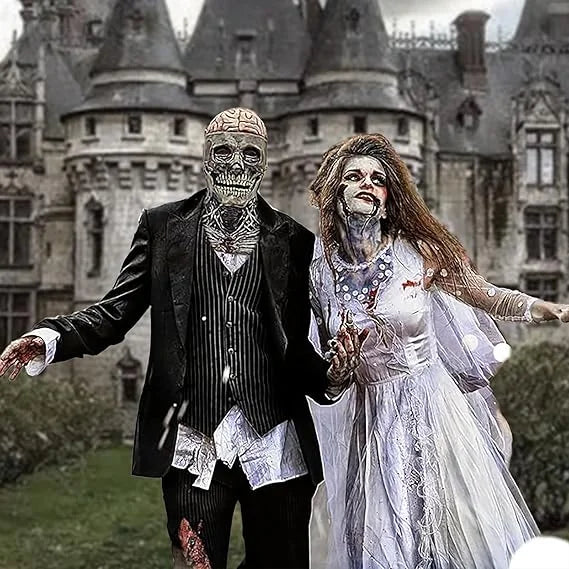 Halloween Scary Skull Mask Halloween Party Carnival Cosplay Prop Novelty Realistic Skull Latex Mask Evil Red Skull Headgear