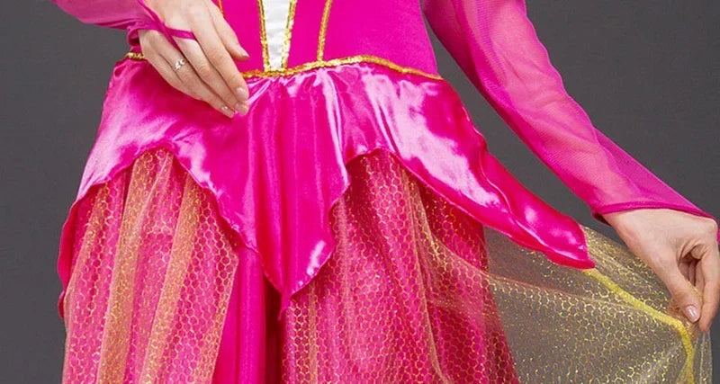 Disney Adult Women Deluxe Pink Sleeping Beauty Princess Aurora Gorgeous Costume for Halloween Carnival Party Ball Fancy Dress