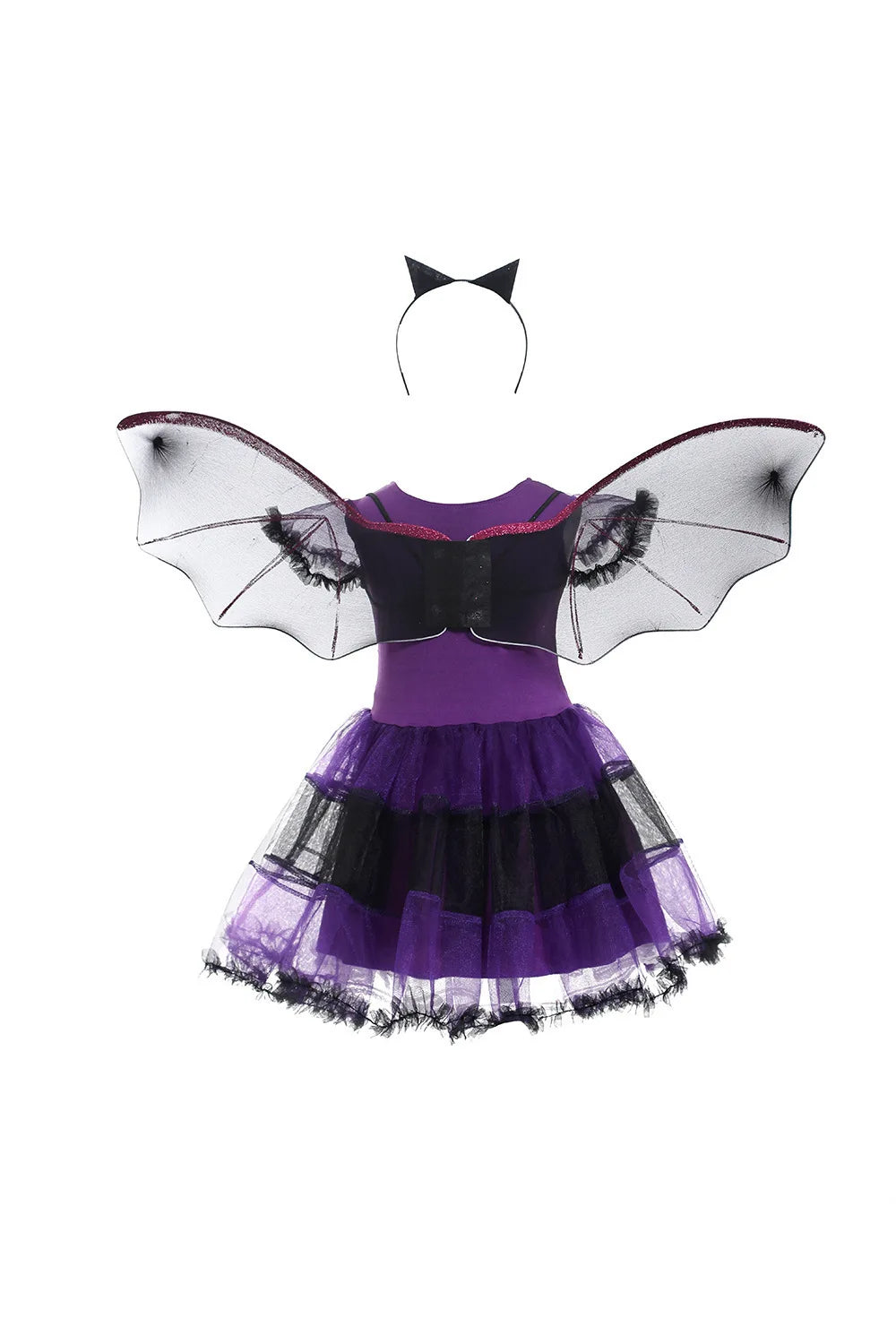Halloween Witch Vampire Bat Baby Girls Costume Children Cosplay Princess Dresses Dress Up Carnival Party Clothing With Headband