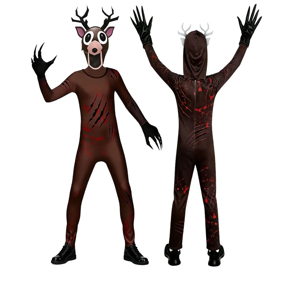 Halloween 99 Nights Forest Deer  Children Adult Cosplay Outfit 3D Print Cosplay   Carnival Horror Game Dress Up Children's Gift