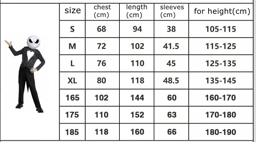 Jack Costume Boys Christmas Eve Nightmare Before Scary Skeleton Jack Cosplay Striped Halloween Cosplay Costume
