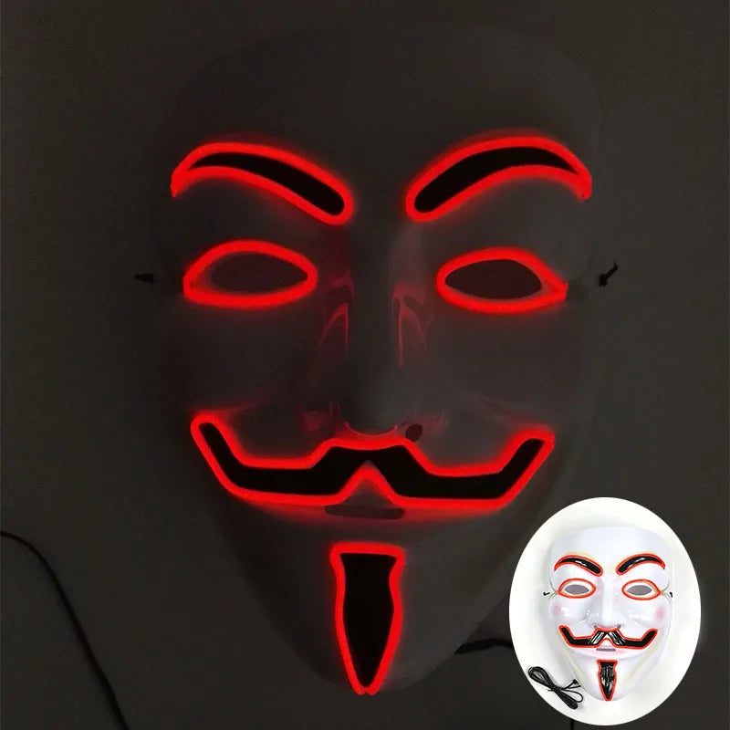 Cosplay Circle Square Triangle Light Up Masks Glowing LED Full Face Mask Disguise Supplies Film Theme Neon Luminous Mask Props