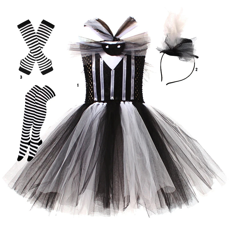Halloween Christmas Eve Cosplay Dress Horror Fancy Princess Dress Girl Puffy Costume Carnival Party Clothes Gifts for Children