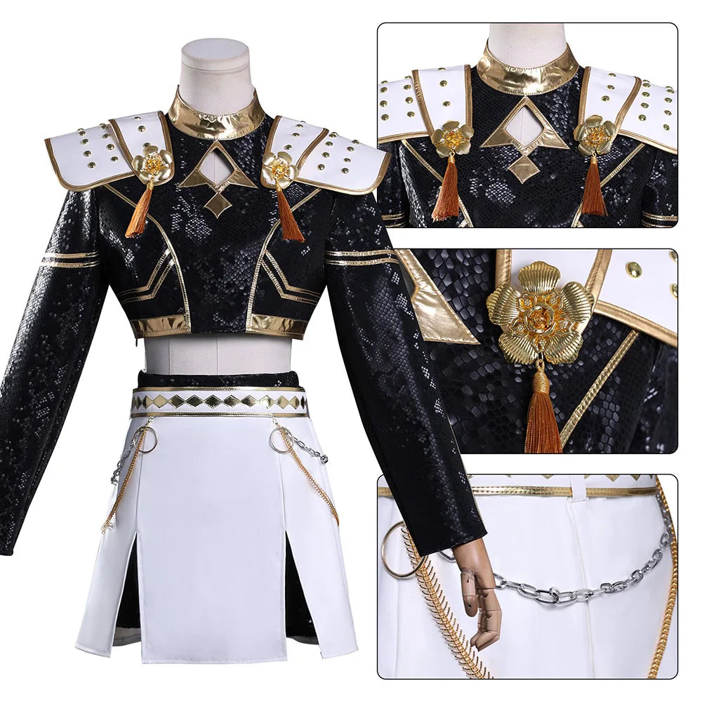 Rumi Zoey Mira Cosplay Clothes KPop Demon Hunters Cosplay Costume Black Golden Suit Halloween Huntrix Role Playing Outfit