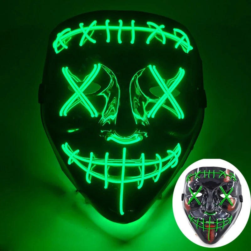 Multi Style Glowing LED Purge Mask Professional Wireless Luminous Party Mask Flashing Decorative Headgear Masker For Halloween