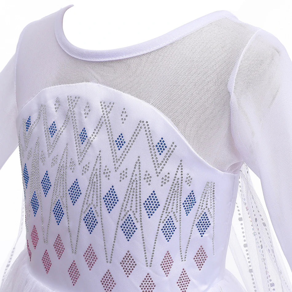 Elsa Girls Dress Frozan Cosplay Costume Princess Dresses Queen Snow Queen Wedding Luxurious With Cloak Carnival Gown Dresses Up