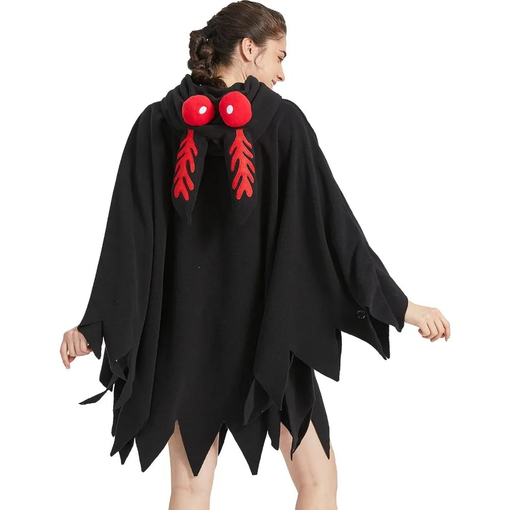 Unisex Mothman Costume, Mothman Cosplay Hooded Christmas Costumes Party Cape, Halloween Costumes Party Dress Up