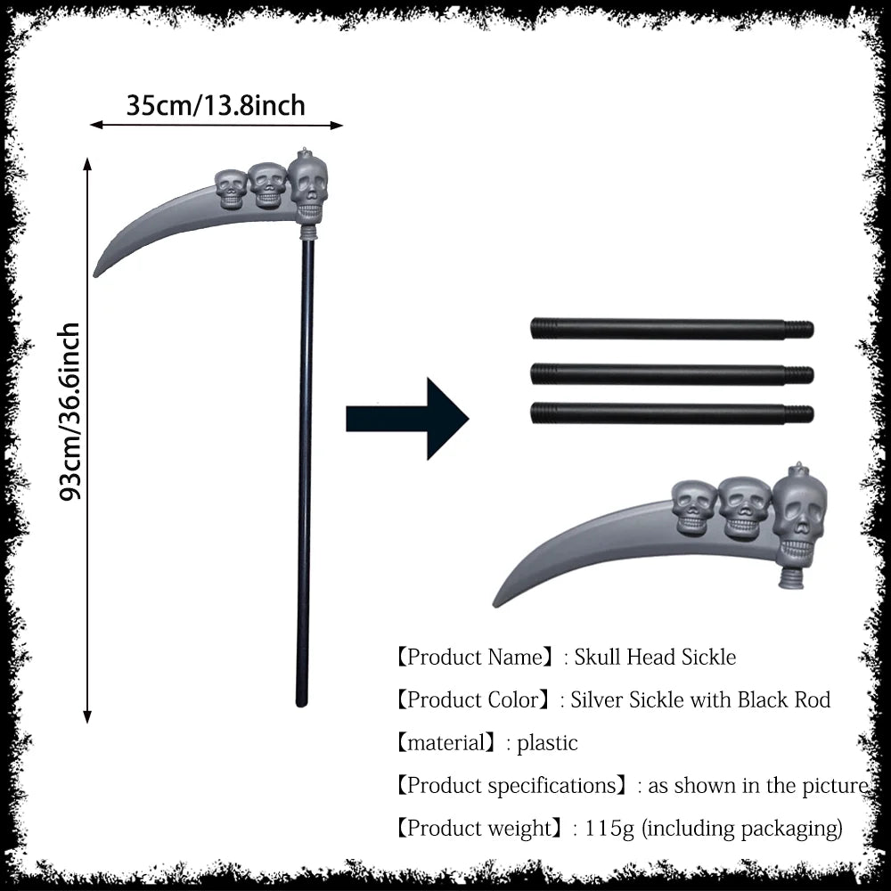 Death Cloak Suit Halloween Cosplay Costume Grim Reaper Prop Ghost Head Scythe Skull Scarf Glove Adult Kids Halloween Decoration